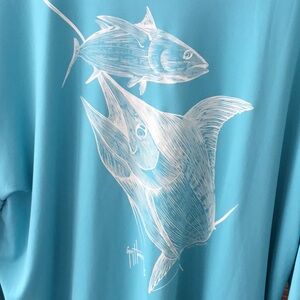 Guy Harvey Men 2X-Lg Blue Marlin Long Sleeve Shirt